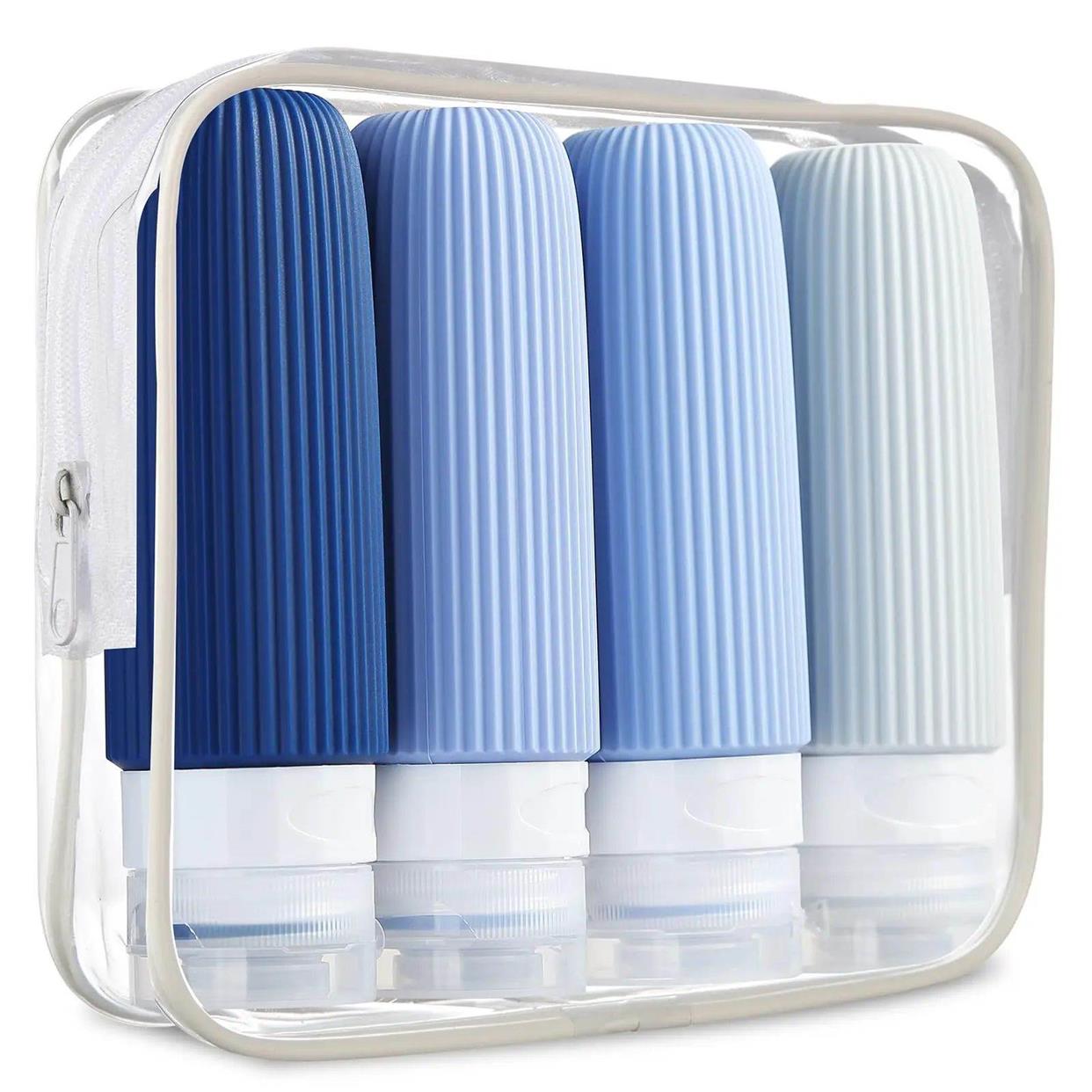 4Pc Silicone Travel Essentials Bottle Set of Bottles Refilla
