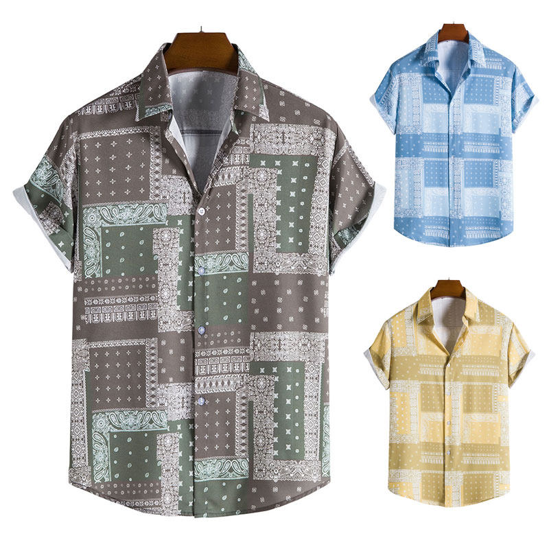 Men Short Sleeve Floral Shirt Men s Half Sleeve Print Shirt