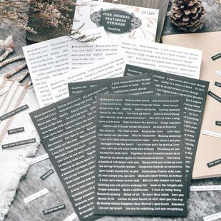 8Sheets Black White Words Phrase Stickers Scrapbooking 贴纸