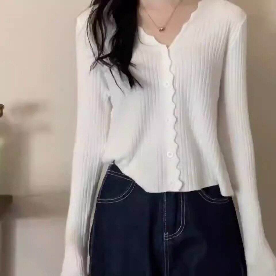 时光正好陈婉真左小青同款冷淡系高级感开衫小外套打底衫女内搭图片