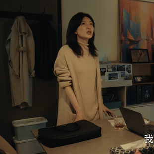 夜色正浓赵玫江疏影同款针织开衫外套女时尚宽松中长款腰带毛衣女