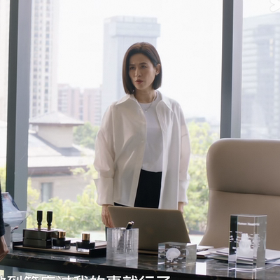 巨塔之后董一妍宣萱同款衬衫40支棉混纺宽松休闲百搭纯色衬衫女