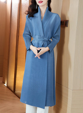 爱在平凡左小青何赛飞同款风衣外套女款春秋宽松系带褶皱长款大衣