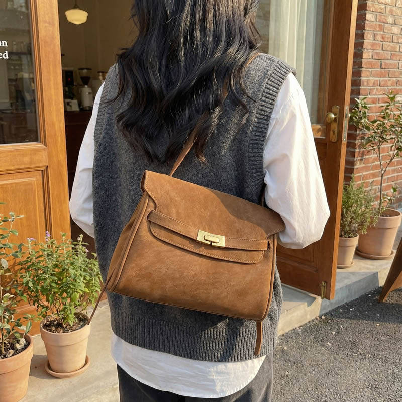 韩版大容量复古公文包女冬新款时尚休闲包时髦高颜值单肩包包
