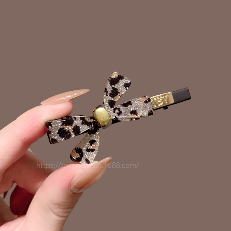 豹纹蝴蝶结发夹女感气质侧边刘海夹发卡鸭嘴夹子头饰2025新款,饰品/流行首饰/时尚饰品新,民族风发饰,淘宝优惠券,粉丝福利购,淘宝优惠卷