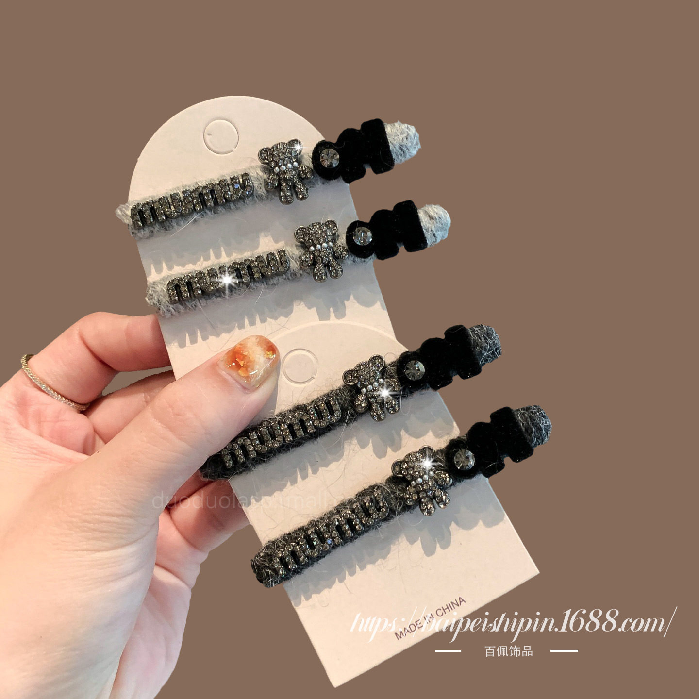 满钻小熊发夹女韩国东大门同款气质复古发卡边夹网红一字夹鸭嘴夹,饰品/流行首饰/时尚饰品新,民族风发饰,淘宝优惠券,粉丝福利购,淘宝优惠卷