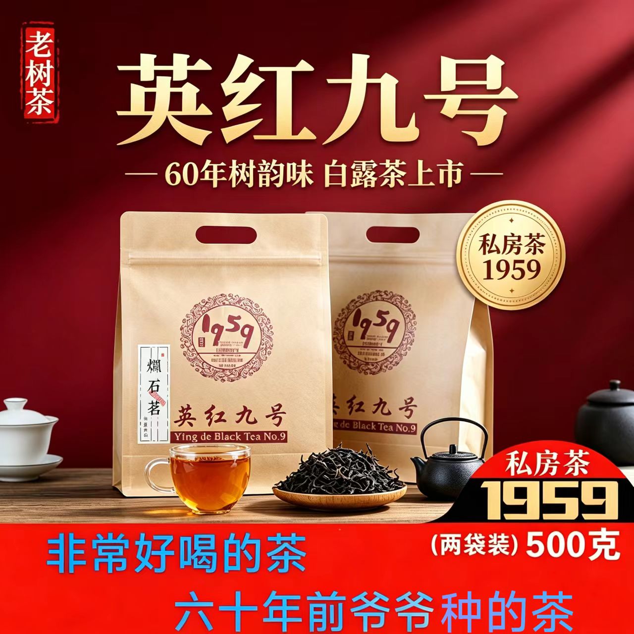 正宗英德一级浓香茶英红九号250g