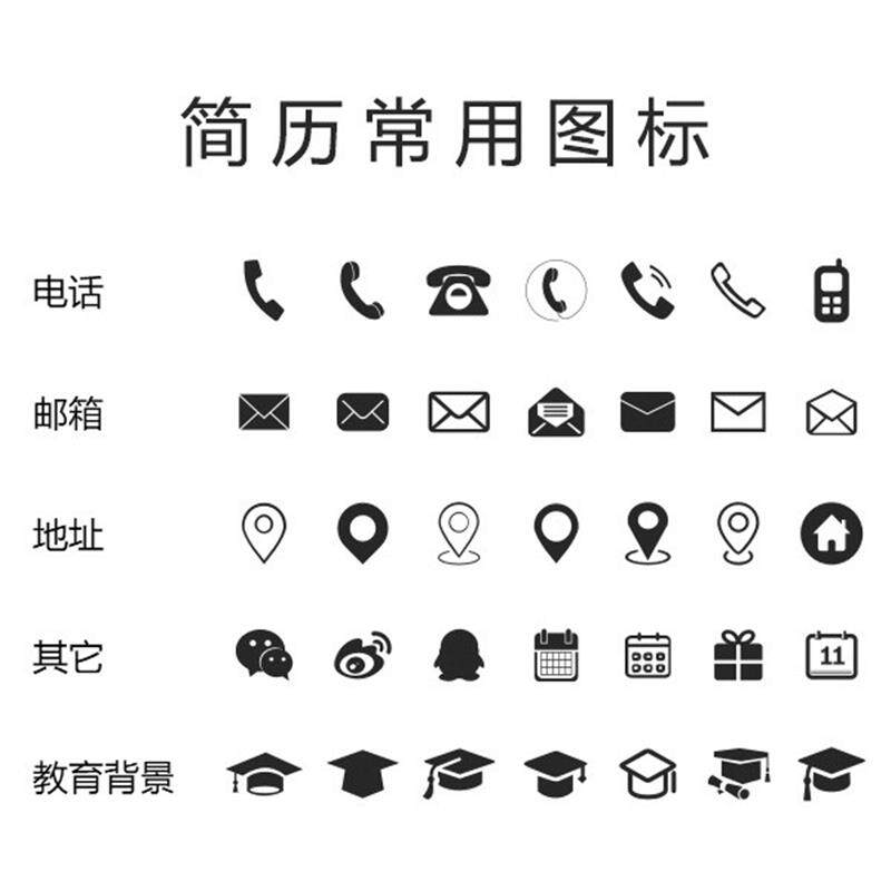 word简历模板素材 icon经典图标 可编辑个人简历模板常用图标素材