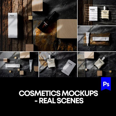 美妆护肤香水瓶化妆品产品设计效果展示样机mockup智能贴图ps模版