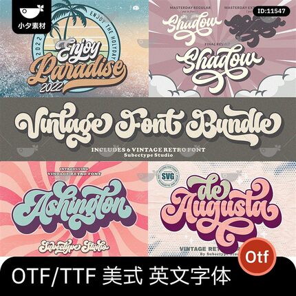 潮流美式复古手写连笔英文字体procreate/ps/ai字体包素材下载TTF