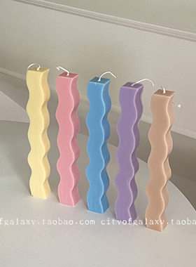 COG 自制异形几何波浪蜡烛无香味摆件抽象艺术紫色韩国ins