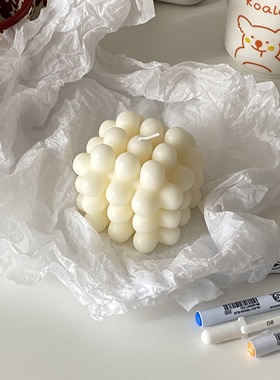 COG 韩国ins同款蜡烛凹凸异形鸡蛋仔几何魔方白色蛋壳摆件香薰