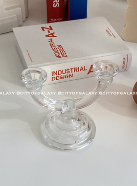 COG 透明水晶玻璃烛台双头插蜡摆件法式