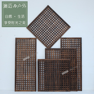碳化防腐木栅栏屏风实木质餐厅隔断壁挂网格墙面植物爬藤花架围栏