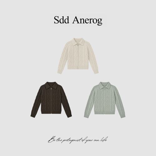 SDDANEROG百搭拉链针织开衫女