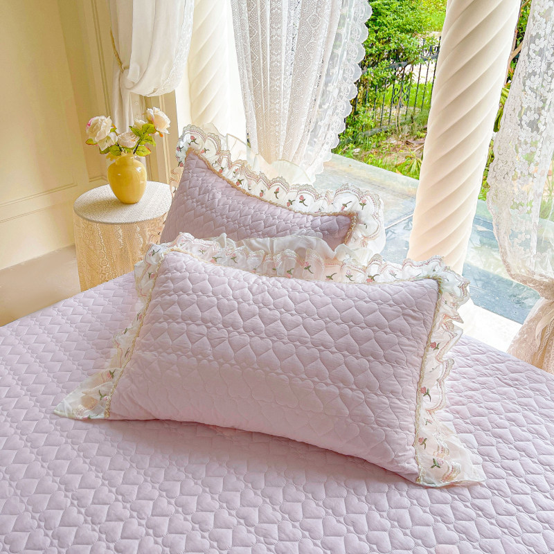 全棉斜纹棉加厚公主风蕾丝边枕套一对装单人四季通用枕芯罩枕头套