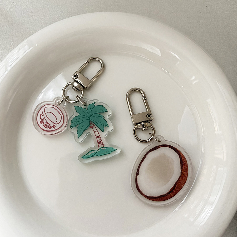 韩国ins风椰树椰子airpods耳机扣防丢挂绳百搭挂件简约可爱钥匙扣