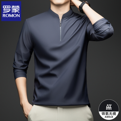 罗蒙2025新款春秋季长袖t恤男士