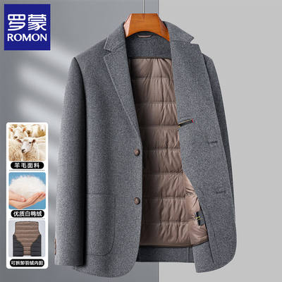 罗蒙冬季新款双面呢西服外套男士