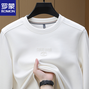 t恤男士 上衣休闲免烫打底衫 春秋季 时尚 圆领休闲卫衣男装 罗蒙长袖