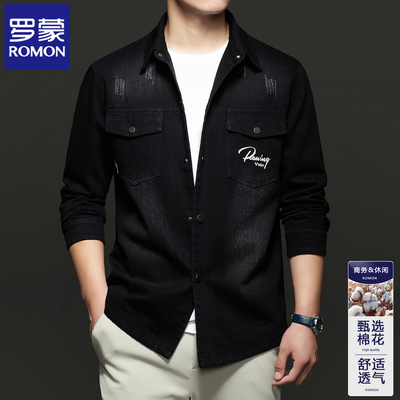 罗蒙2025时尚男士牛仔外套上衣服
