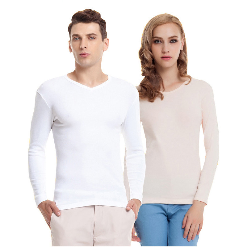 三枪秋衣女春秋纯棉薄款棉毛衫弹力修身内穿长袖打底衫保暖上衣男