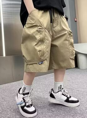男童夏装裤子新款中大儿童男孩子休闲短裤设计感大口袋七分裤中裤