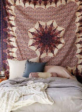 独家 碎花星辰mandala曼达拉挂布床单瑜伽户外铺盖 印度手工正品