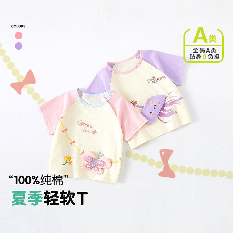 儿童短袖T恤夏季薄款新款男童女童休闲宝宝纯棉透气百搭上衣外穿t