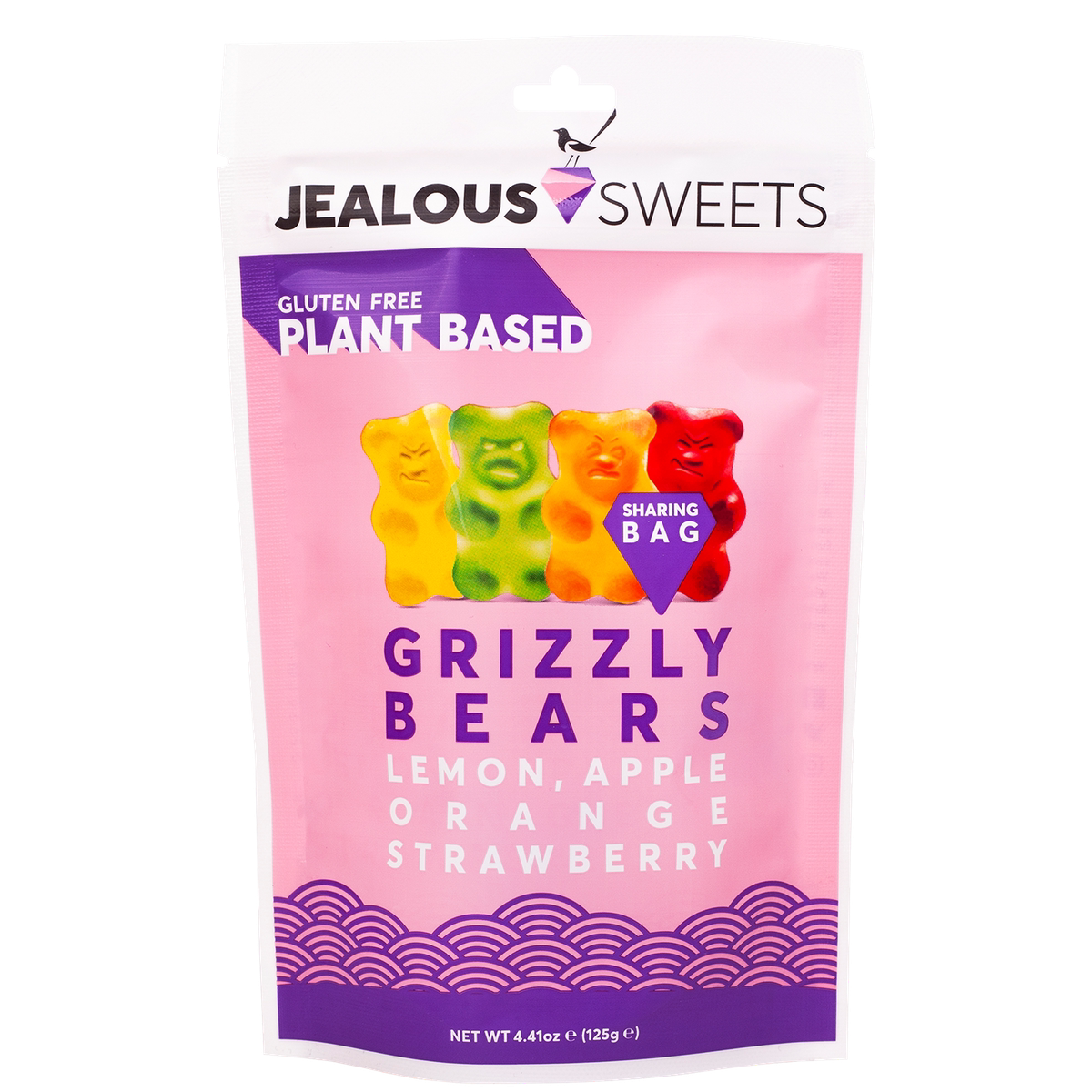 进口JEALOUS SWEETS 纯素果汁嬲嬲熊软糖柠檬+苹果+橙+草莓味125g