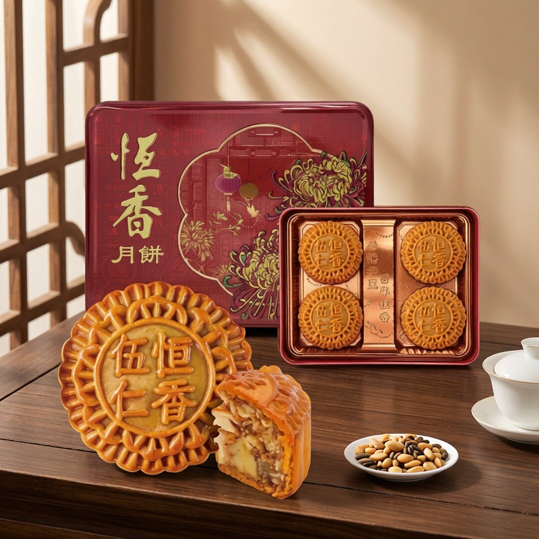 香港老牌饼铺恆香月饼張智霖代言传统月饼五仁双黄白莲蓉进口糕点