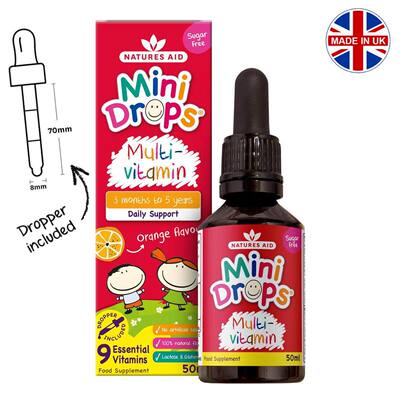 NATURES AID婴幼儿多种维他命口服滴剂50毫升9种维他命天然橙味