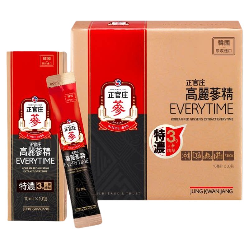 正官庄 特浓3克EVERYTIME高丽参精礼盒10mlx30提神滋补强身补身体