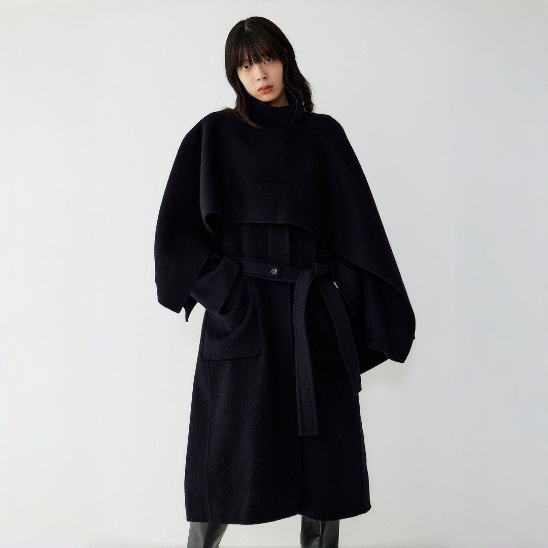 STUDIO TOMBOY 秋冬斗篷套装手工大衣 女羊毛宽松可拆卸斗篷外套