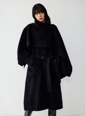STUDIO TOMBOY 秋冬斗篷套装手工大衣 女羊毛宽松可拆卸斗篷外套