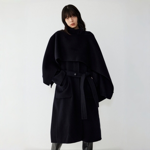 STUDIO TOMBOY 秋冬斗篷套装手工大衣 女羊毛宽松可拆卸斗篷外套