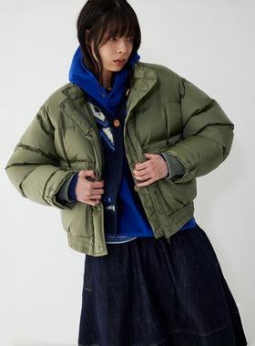 STUDIO TOMBOY秋冬双向连帽羽绒服 宽松鸭绒暖宝宝口袋外套