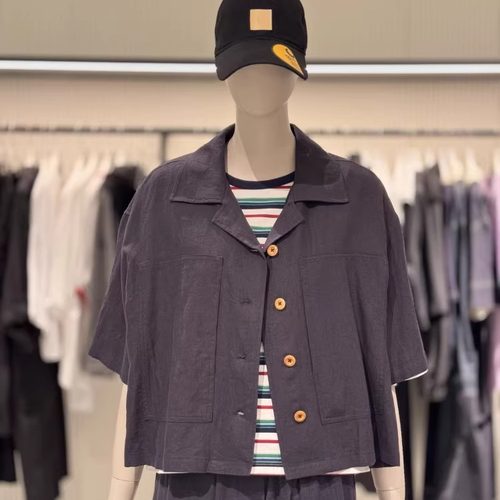 StudioTomboy亚麻开衫衬衫 夏季薄款宽松外搭 海军蓝/黑色均码