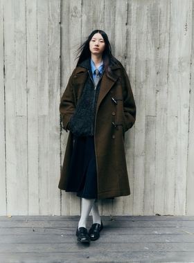 STUDIO TOMBOY2025 秋冬羊毛牛角扣大衣 女宽松保暖冬季外套