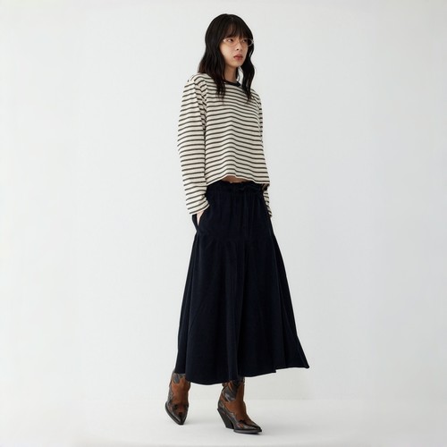 STUDIO TOMBOY 2025 秋冬松紧褶皱长裙 高腰显瘦垂感长款半身裙