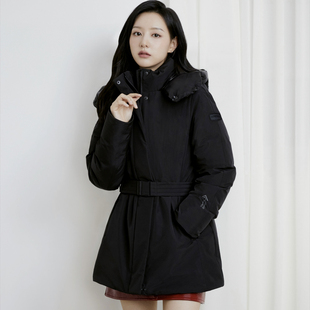 Duvetica 女士Cortina中长款羽绒外套鹅绒风衣式羽绒服可拆卸帽