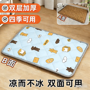 猫狗狗垫子四季通用双面加绒加厚睡觉夏季宠物冰藤窝凉席降温地垫