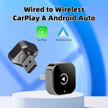 跨境2合1carplay盒子有线转无线Android AUTO适配器车机互联盒子