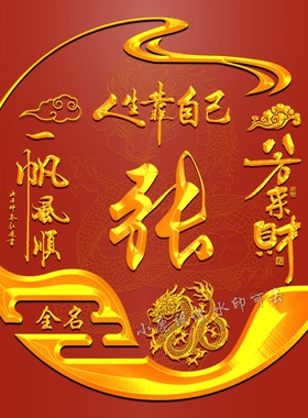 抖音直播间同款2024龙红色喜庆新年姓氏微信头像定制作素材设计