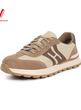 意尔康男鞋2025秋季新款拼色皮面厚底百搭运动休闲鞋5531AE58553A