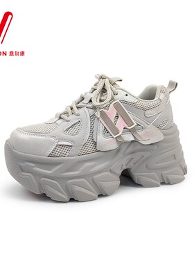 意尔康女鞋2025秋季新款小个子厚底增高轻便老爹鞋5682AD14278Y