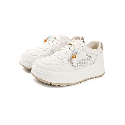 意尔康女鞋2026春季新款透气网面厚底耐磨运动小白鞋6271AD17049Y