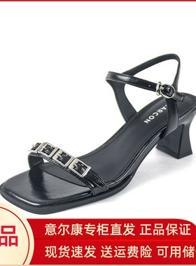 意尔康女鞋2025夏季新款仙女风露趾高跟一字带凉鞋女5351AL10478U