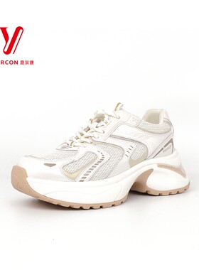 意尔康女鞋2026春季新款拼色网面透气运动休闲老爹鞋5282DD26983Y