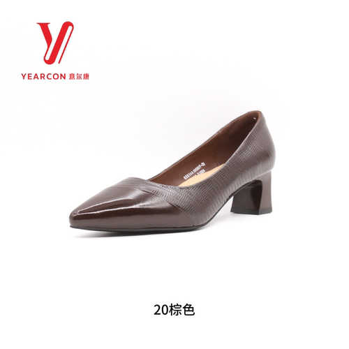 意尔康女鞋2026秋季新款真皮一脚蹬粗跟洋气浅口单鞋6551AA19008Y
